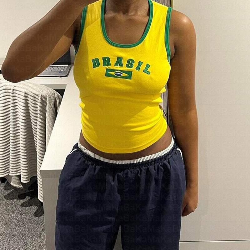 Brazil Embroidered Tank Top