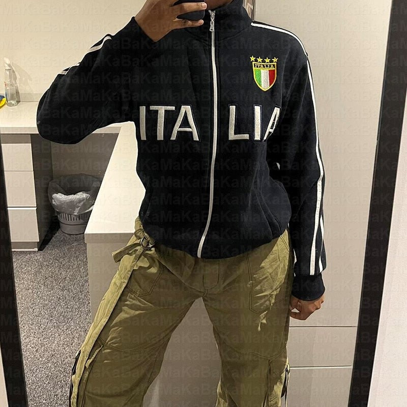 Italy Navy Zip Up Track Jacket