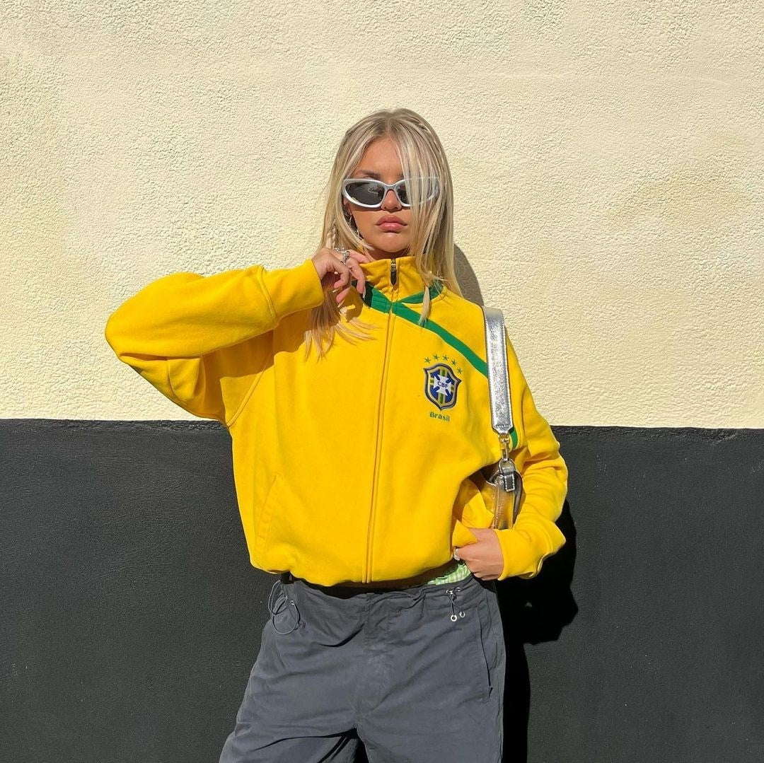 Brazilian Vibrance Zip-Up Yellow Sweatshirt