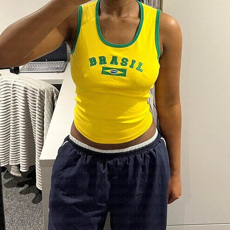 Brazil Embroidered Tank Top